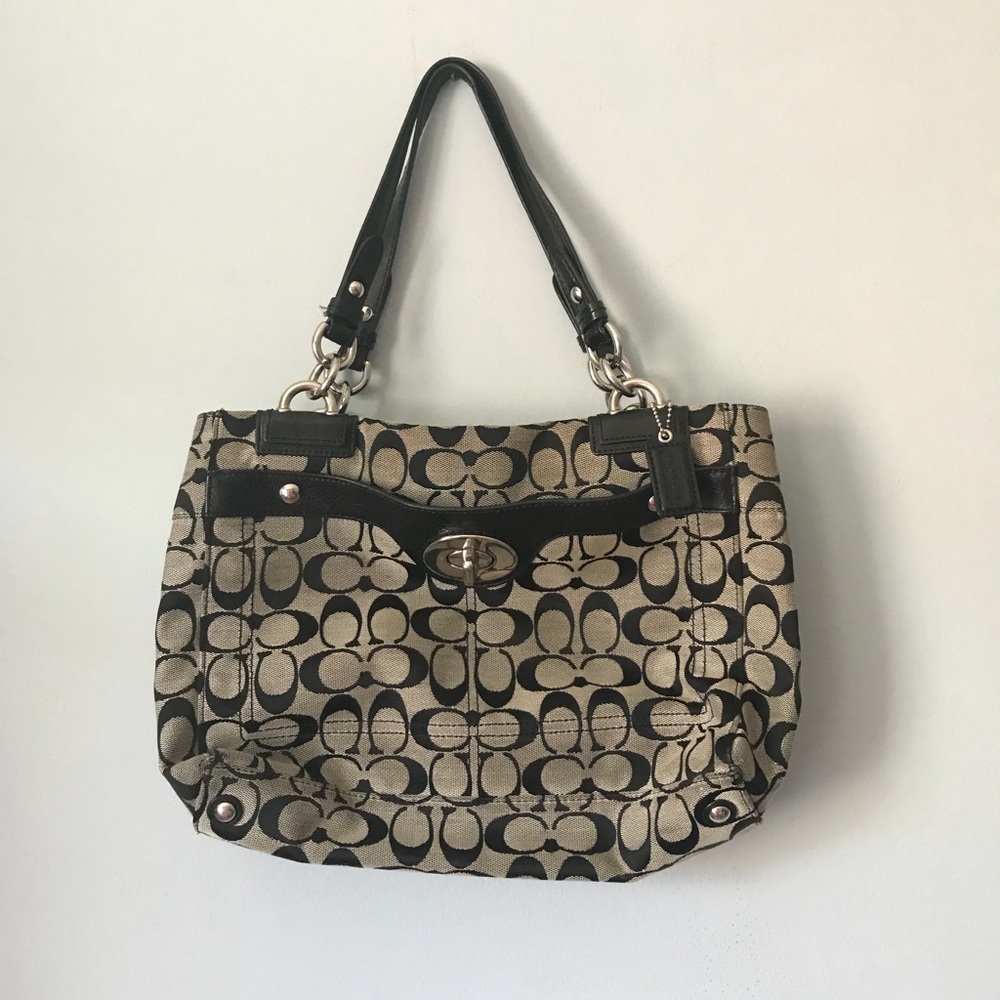 Coach Black Grey Handbag Monogram
